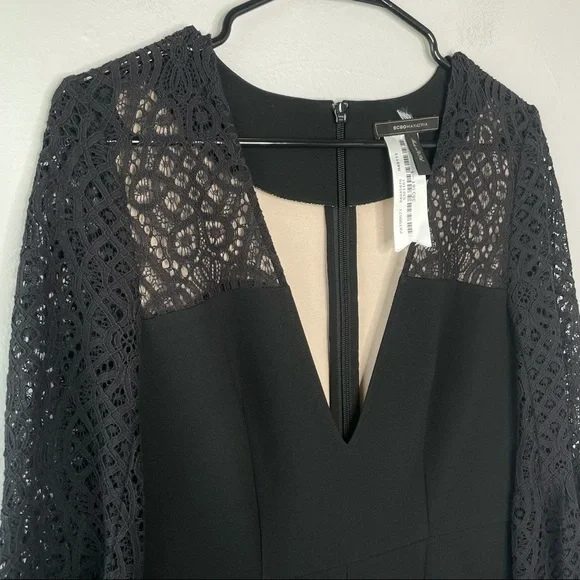 BCBGMAXAZRIA Black V-Neck Bell Sleeve Jumpsuit - Picture 2 of 10